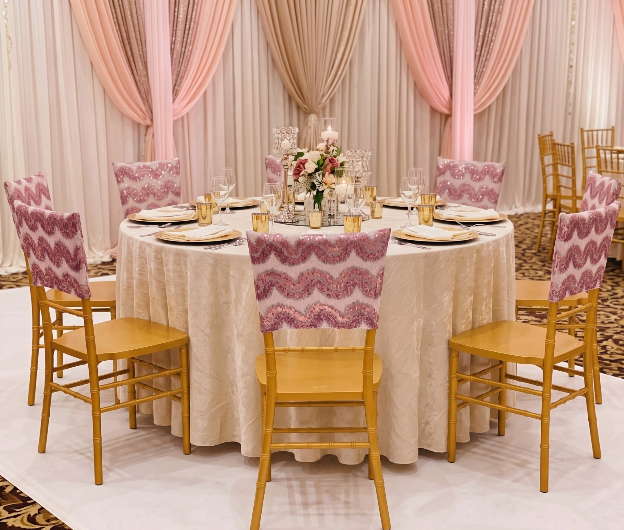 Two Tone Sequin Chair Cover