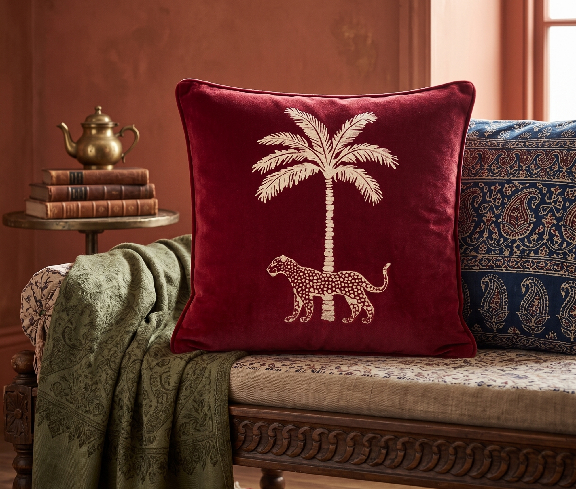 Palm & Leopard Cushion