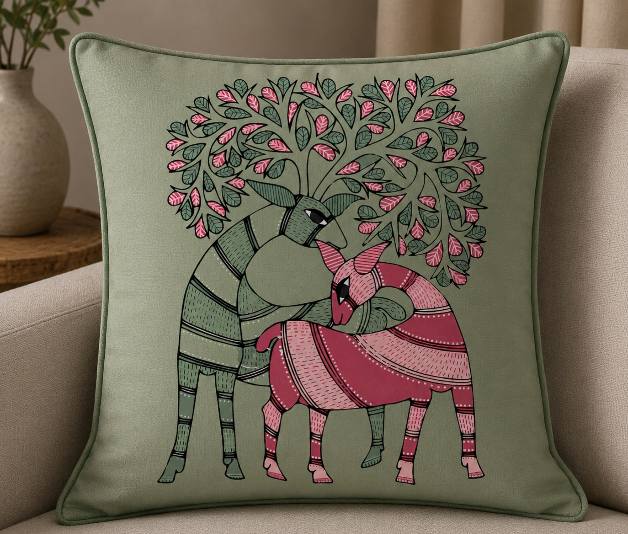 Gond Art Cushion