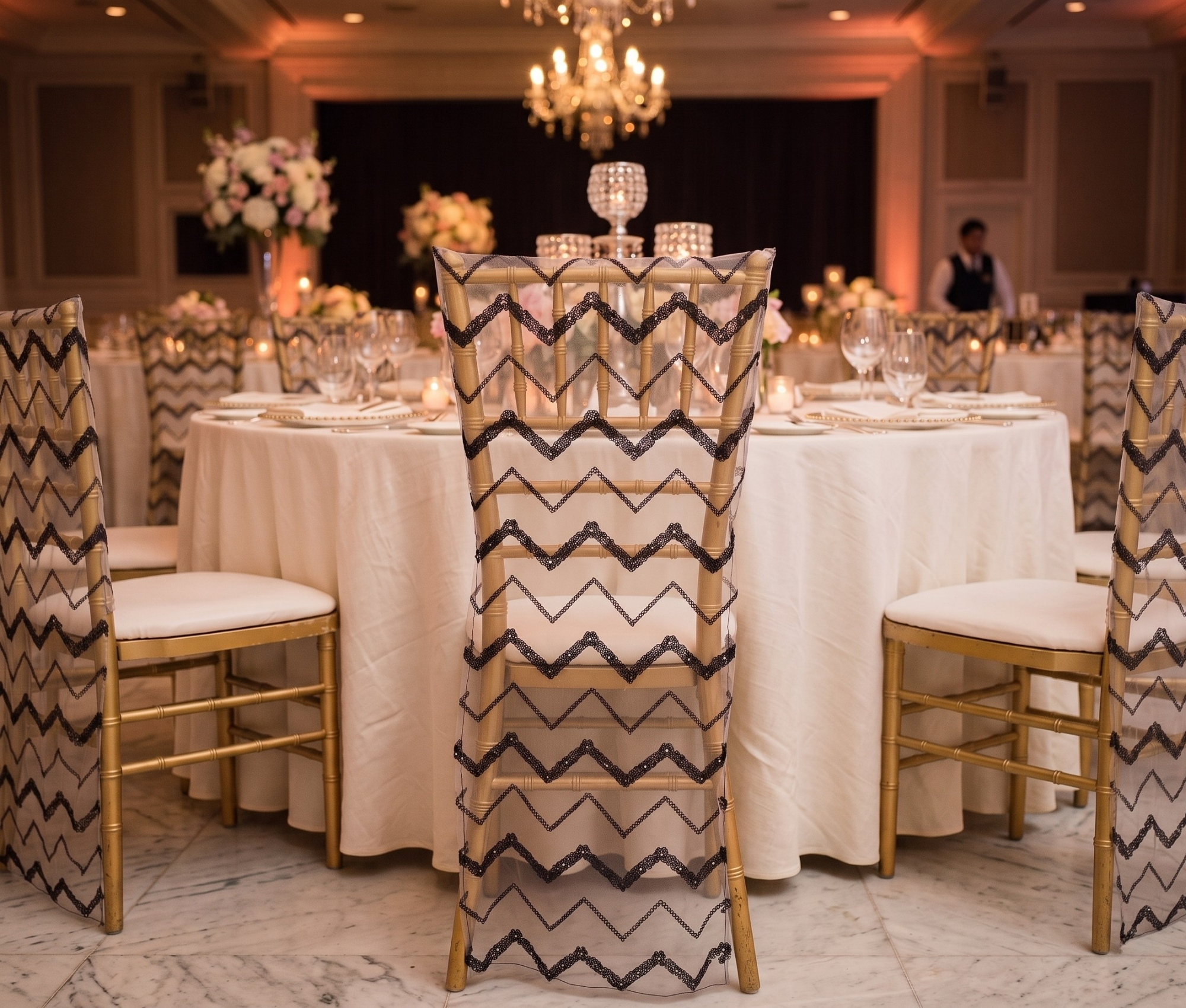 Chevron Sequin Chair Cover