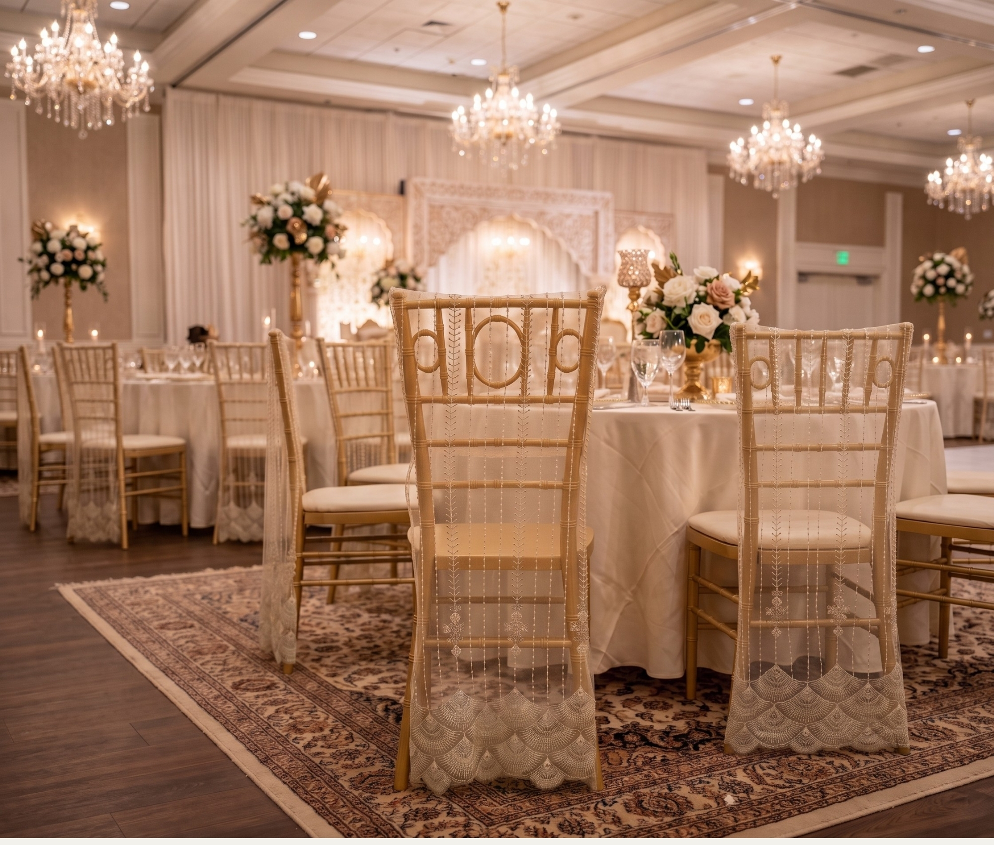Sheer Sequin Chair Cover
