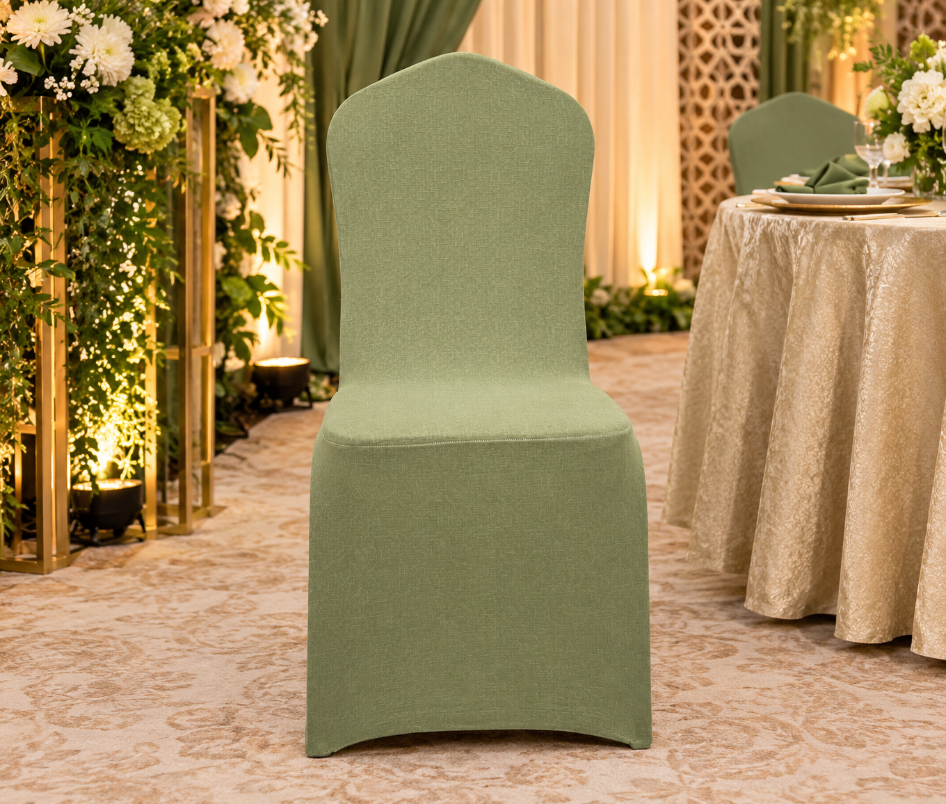 Textured Sage Banquet Chair Cover