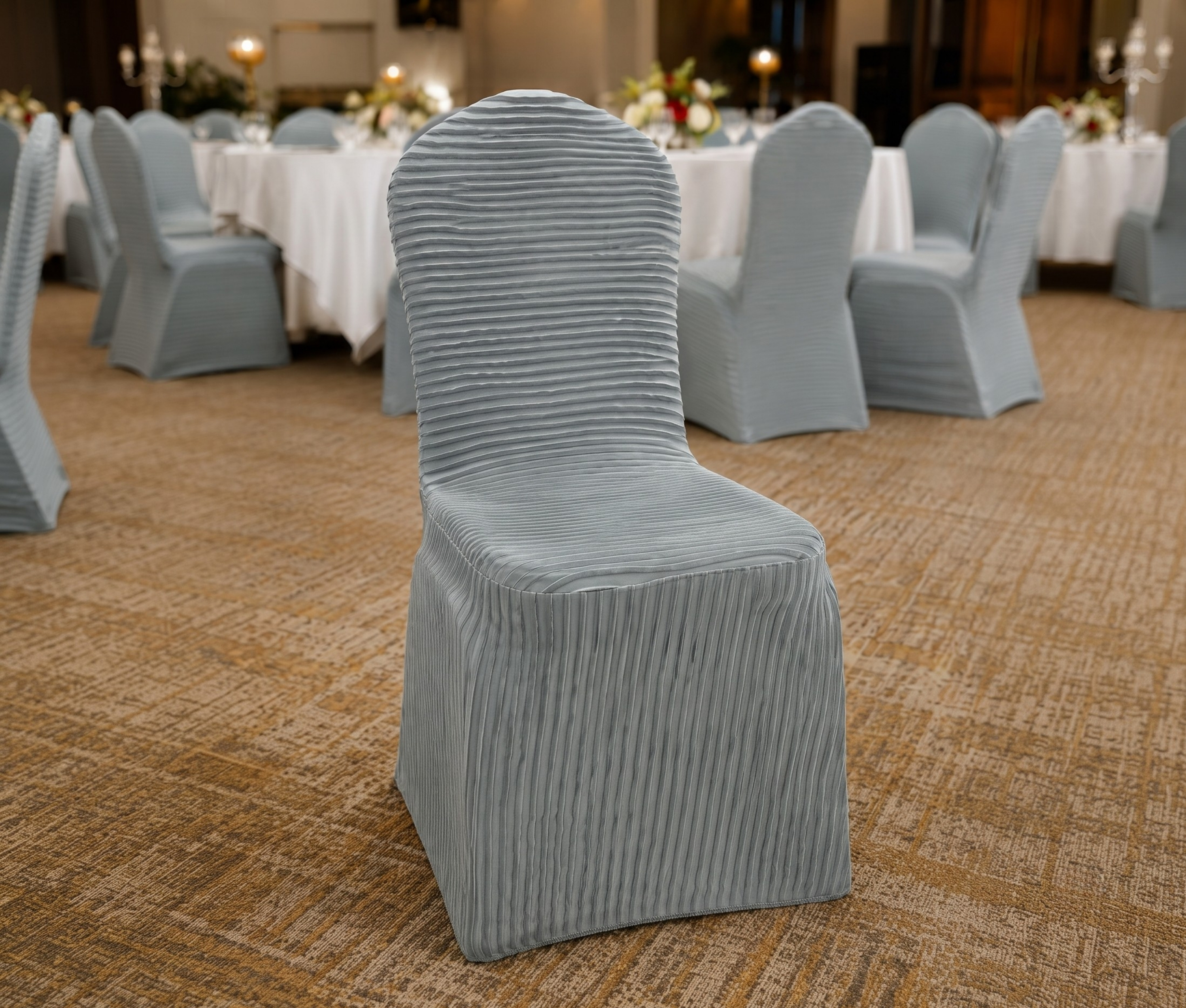 Pleated Texture Banquet Chair Cover